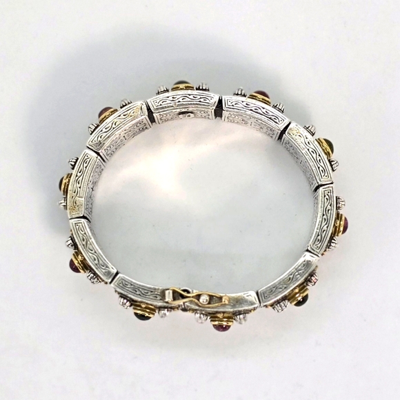 Konstantino Silver and Gold Ornate Bracelet with Gemstone Accents - Picture 11 of 14